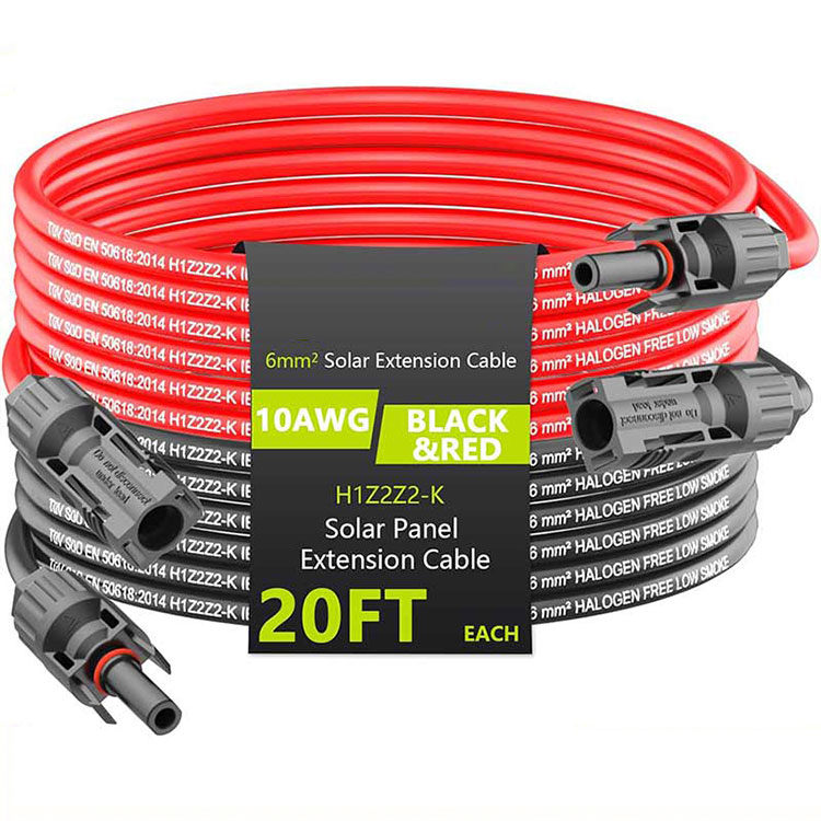 Cáp nối dài năng lượng mặt trời 20FT 10AWG (6mm2) Dây nối dài tấm năng lượng mặt trời